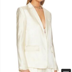 LoveShackFancy Silk Cream Blazer